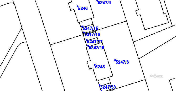 Parcela st. 5247/18 v KÚ Frýdek, Katastrální mapa
