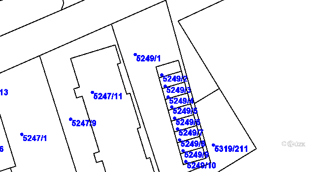 Parcela st. 5249/3 v KÚ Frýdek, Katastrální mapa