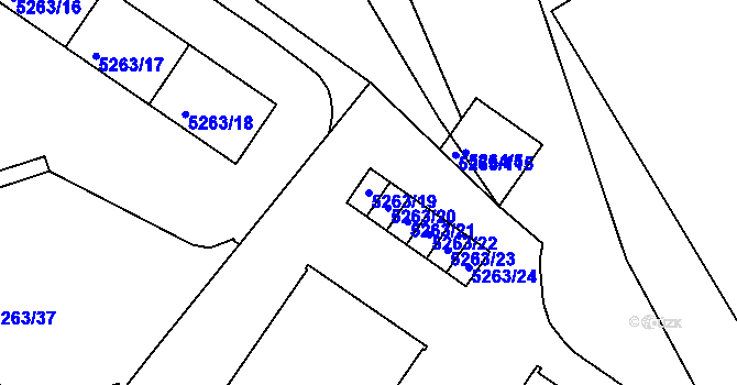 Parcela st. 5263/19 v KÚ Frýdek, Katastrální mapa