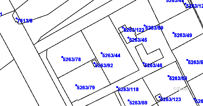 Parcela st. 5263/44 v KÚ Frýdek, Katastrální mapa