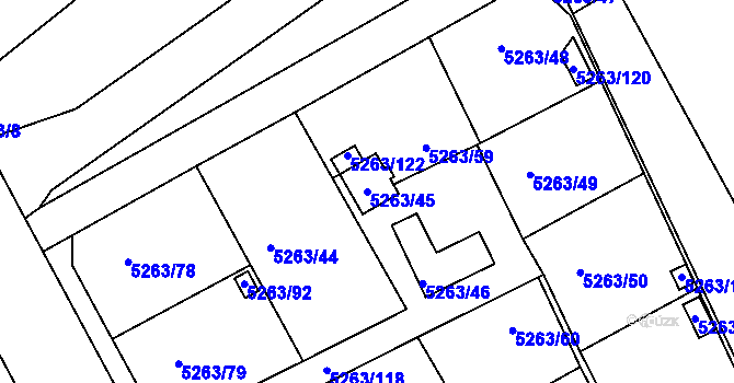 Parcela st. 5263/45 v KÚ Frýdek, Katastrální mapa