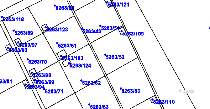 Parcela st. 5263/52 v KÚ Frýdek, Katastrální mapa