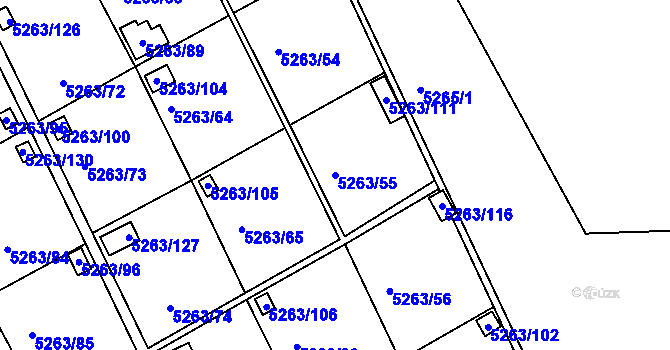 Parcela st. 5263/55 v KÚ Frýdek, Katastrální mapa