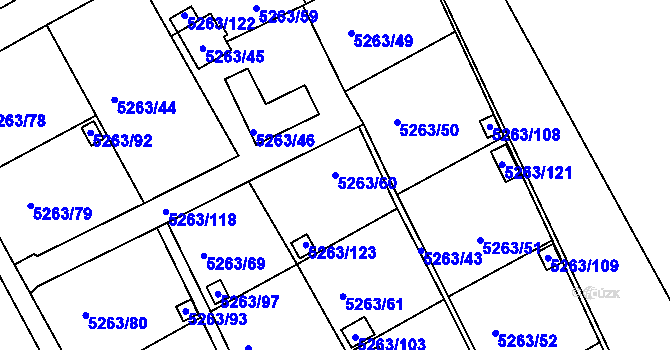 Parcela st. 5263/60 v KÚ Frýdek, Katastrální mapa