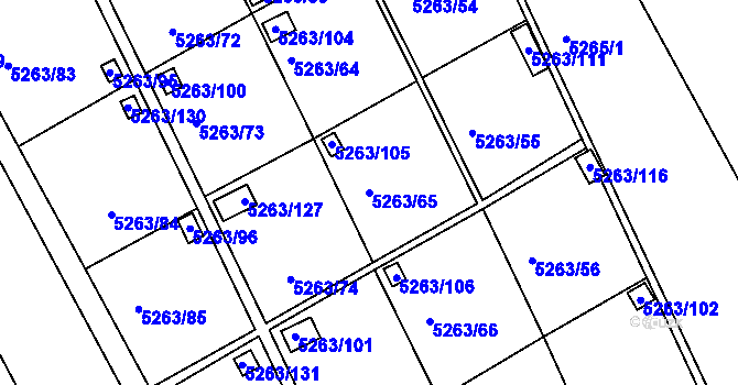 Parcela st. 5263/65 v KÚ Frýdek, Katastrální mapa