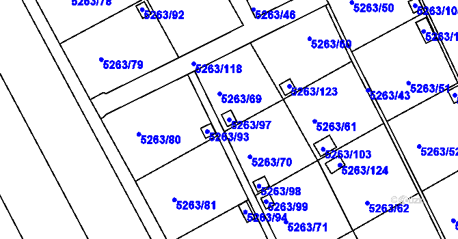 Parcela st. 5263/97 v KÚ Frýdek, Katastrální mapa
