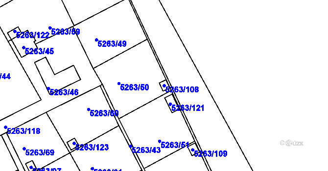 Parcela st. 5263/108 v KÚ Frýdek, Katastrální mapa