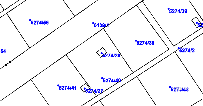 Parcela st. 5274/28 v KÚ Frýdek, Katastrální mapa