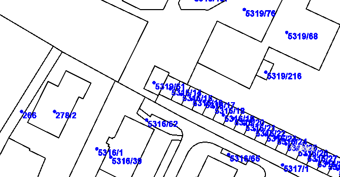 Parcela st. 5316/14 v KÚ Frýdek, Katastrální mapa