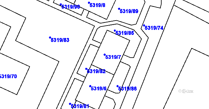 Parcela st. 5319/7 v KÚ Frýdek, Katastrální mapa