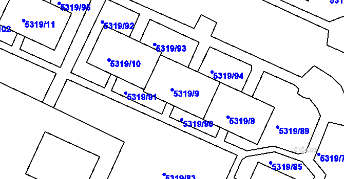 Parcela st. 5319/9 v KÚ Frýdek, Katastrální mapa