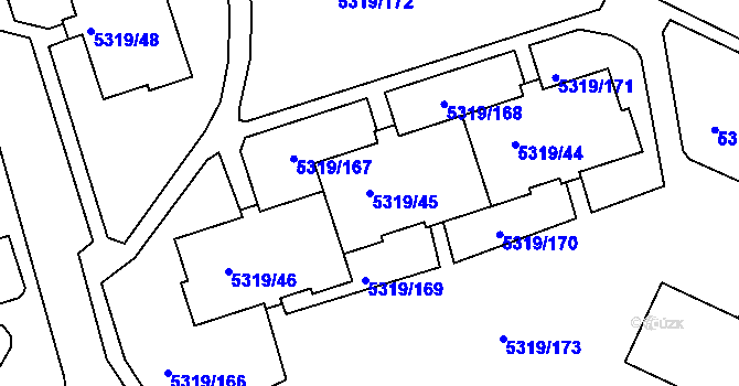 Parcela st. 5319/45 v KÚ Frýdek, Katastrální mapa
