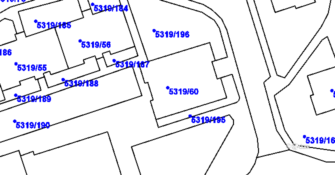 Parcela st. 5319/60 v KÚ Frýdek, Katastrální mapa