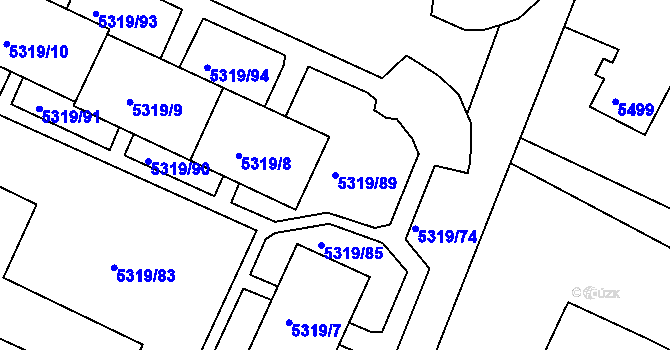 Parcela st. 5319/89 v KÚ Frýdek, Katastrální mapa