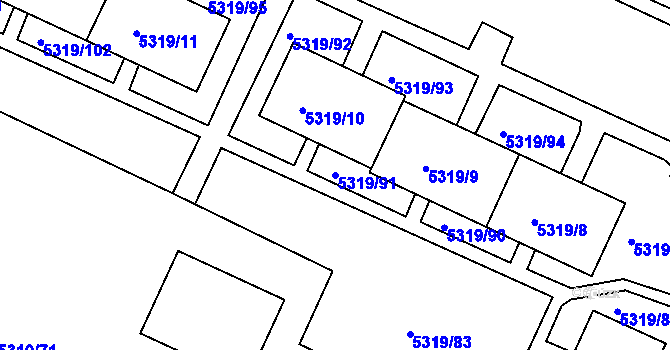 Parcela st. 5319/91 v KÚ Frýdek, Katastrální mapa