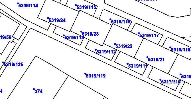 Parcela st. 5319/112 v KÚ Frýdek, Katastrální mapa