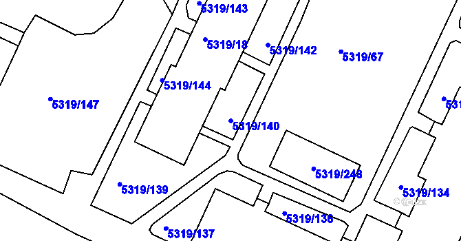 Parcela st. 5319/140 v KÚ Frýdek, Katastrální mapa