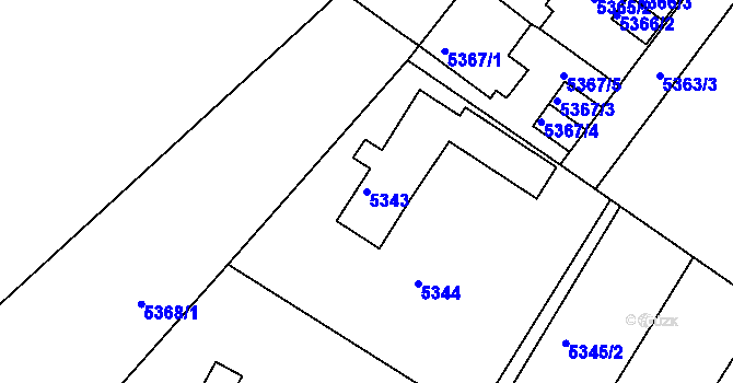 Parcela st. 5343 v KÚ Frýdek, Katastrální mapa