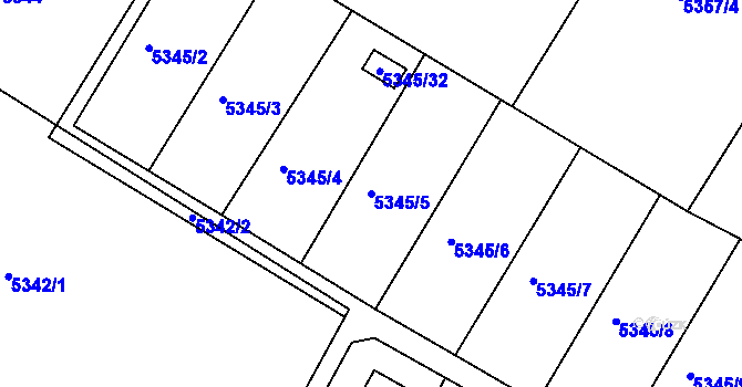Parcela st. 5345/5 v KÚ Frýdek, Katastrální mapa