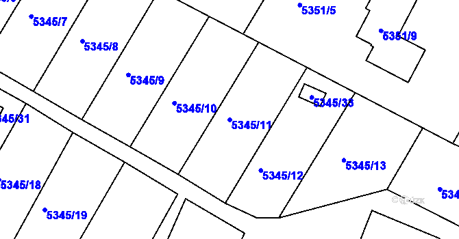Parcela st. 5345/11 v KÚ Frýdek, Katastrální mapa