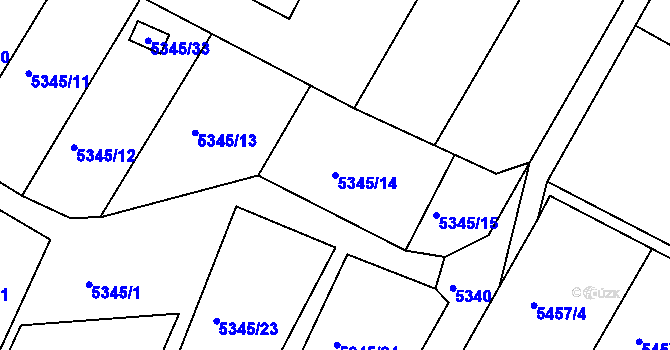 Parcela st. 5345/14 v KÚ Frýdek, Katastrální mapa