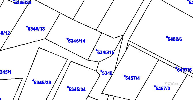 Parcela st. 5345/15 v KÚ Frýdek, Katastrální mapa