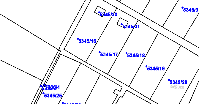 Parcela st. 5345/17 v KÚ Frýdek, Katastrální mapa