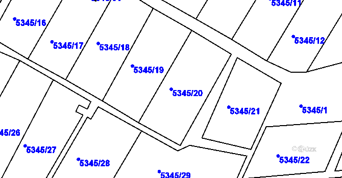 Parcela st. 5345/20 v KÚ Frýdek, Katastrální mapa
