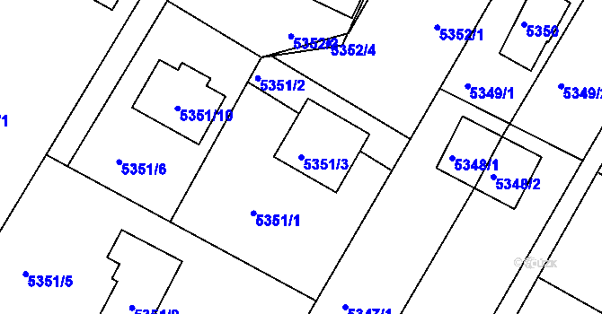 Parcela st. 5351/3 v KÚ Frýdek, Katastrální mapa