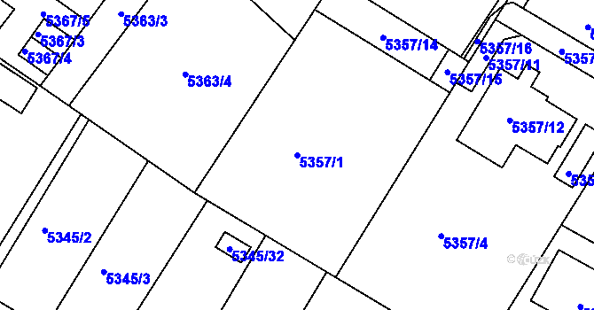 Parcela st. 5357/1 v KÚ Frýdek, Katastrální mapa