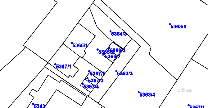 Parcela st. 5366/2 v KÚ Frýdek, Katastrální mapa