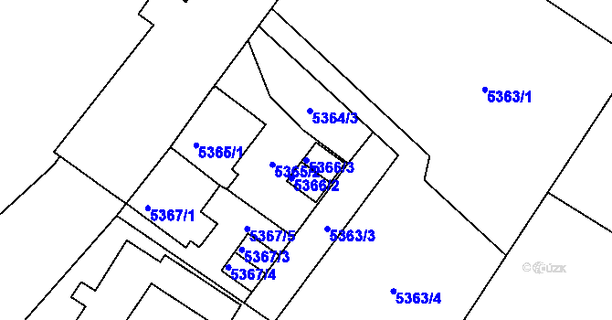 Parcela st. 5366/3 v KÚ Frýdek, Katastrální mapa