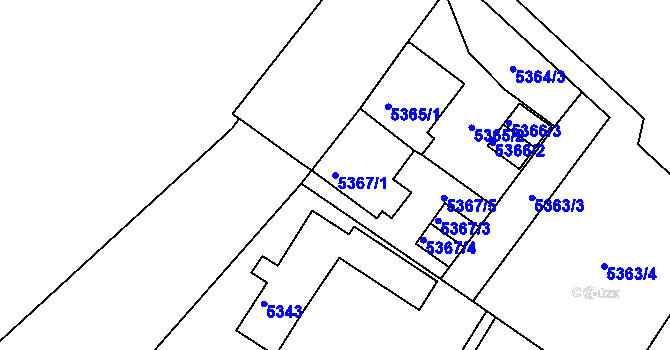 Parcela st. 5367/1 v KÚ Frýdek, Katastrální mapa