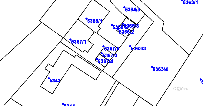 Parcela st. 5367/3 v KÚ Frýdek, Katastrální mapa