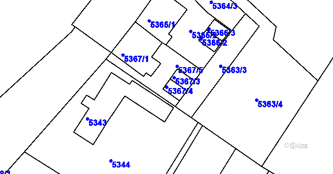 Parcela st. 5367/4 v KÚ Frýdek, Katastrální mapa