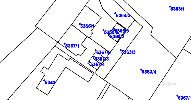 Parcela st. 5367/5 v KÚ Frýdek, Katastrální mapa