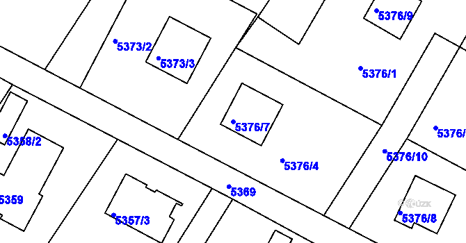 Parcela st. 5376/7 v KÚ Frýdek, Katastrální mapa