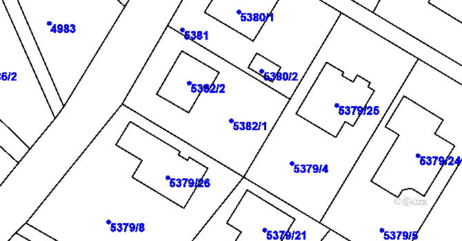 Parcela st. 5382/1 v KÚ Frýdek, Katastrální mapa