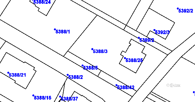 Parcela st. 5388/3 v KÚ Frýdek, Katastrální mapa