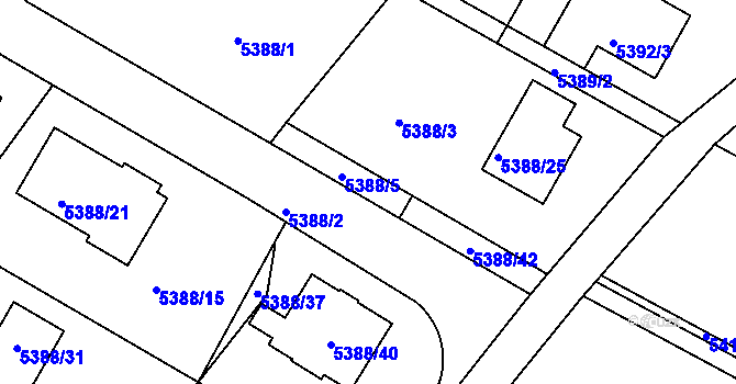 Parcela st. 5388/5 v KÚ Frýdek, Katastrální mapa