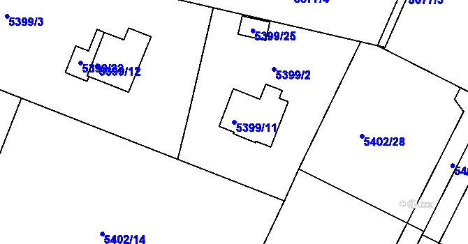 Parcela st. 5399/11 v KÚ Frýdek, Katastrální mapa