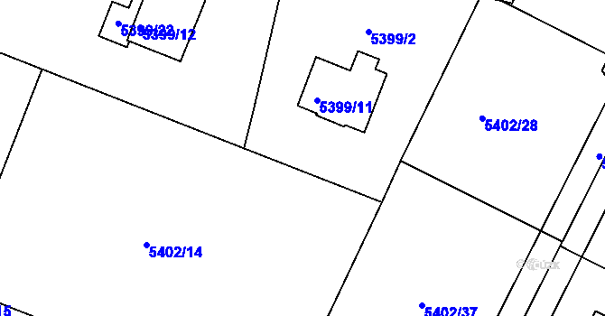 Parcela st. 5402/7 v KÚ Frýdek, Katastrální mapa