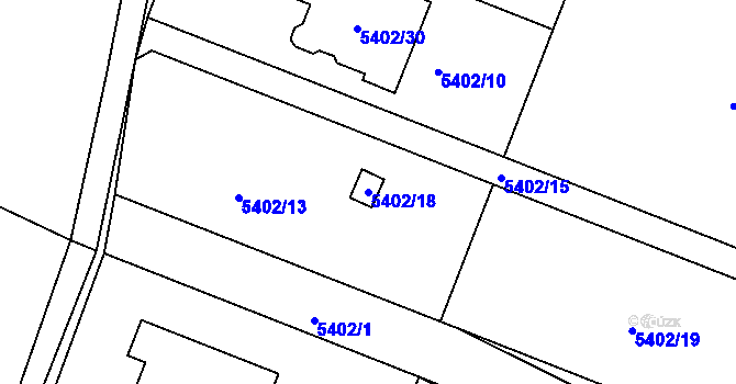 Parcela st. 5402/18 v KÚ Frýdek, Katastrální mapa