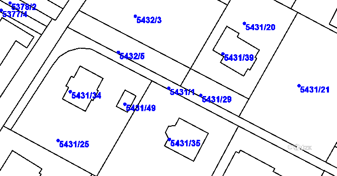 Parcela st. 5431/1 v KÚ Frýdek, Katastrální mapa