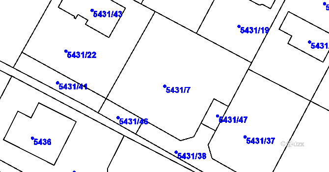 Parcela st. 5431/7 v KÚ Frýdek, Katastrální mapa