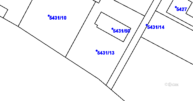 Parcela st. 5431/13 v KÚ Frýdek, Katastrální mapa