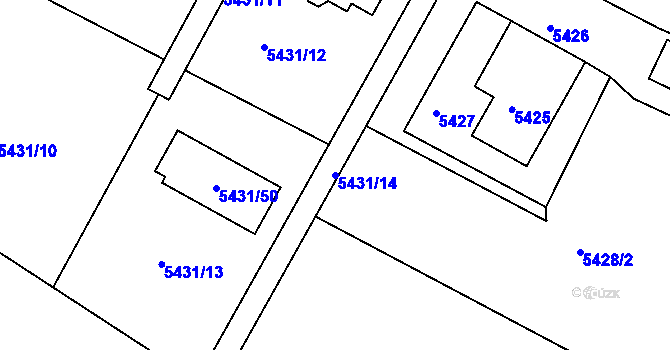 Parcela st. 5431/14 v KÚ Frýdek, Katastrální mapa