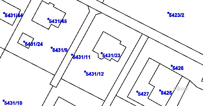 Parcela st. 5431/23 v KÚ Frýdek, Katastrální mapa