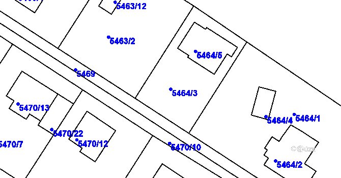 Parcela st. 5464/3 v KÚ Frýdek, Katastrální mapa