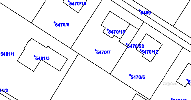 Parcela st. 5470/7 v KÚ Frýdek, Katastrální mapa